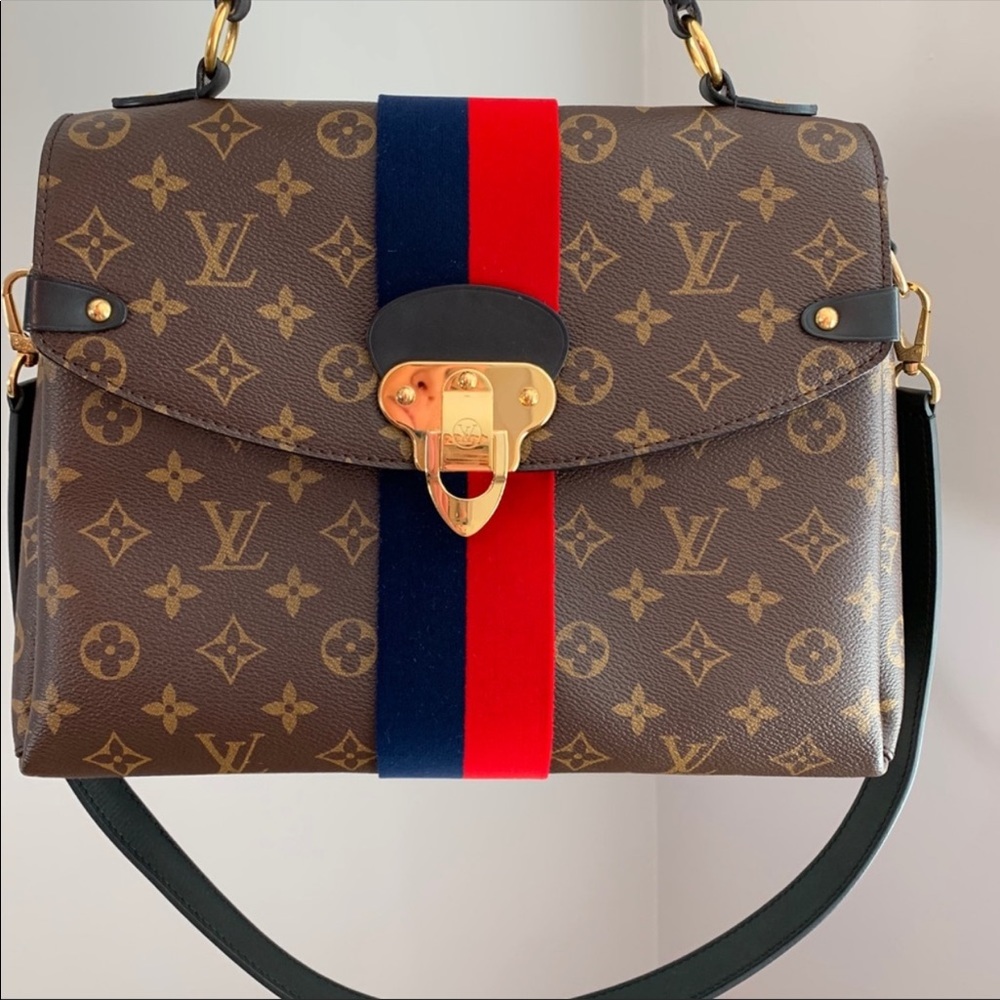 Louis Vuitton Monogram Tote with Red and Blue Stripe - Picture 3 of 16